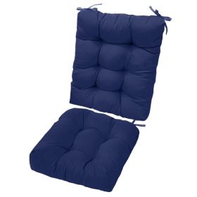 Waterproof Rocking Chair Cushion Upper And Lower Back And Seat Sets With Non-Slip Ties Oxford Cloth Surface Polyester Filling Comfortable For Ind (Option: NavyBluePro)