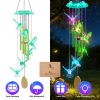 Solar Hummingbird Wind Chime with Aluminum Tubes 7 Color Changing Wind Chime for Outside IP44 Waterproof Outdoor Garden Yard Decor