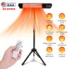 1500W Infrared Heater With Stand Electric Outdoor Patio Heater IP65 Waterproof Tripod Wall Mount with 2 Remotes 3 Heating Levels for Home Restaurant Y