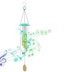 Solar Hummingbird Wind Chime with Aluminum Tubes 7 Color Changing Wind Chime for Outside IP44 Waterproof Outdoor Garden Yard Decor (Option: Green)