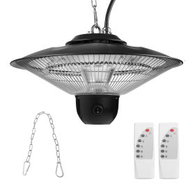 1500W Outdoor Patio Heater Electric Hanging Heated Ceiling Mounted Heating Lamp IP23 Waterproof with 3 Heating Levels 30Mins/60Mins Timer 2 Remote Con (Option: ElectricHangingHeater_GPCT5539)