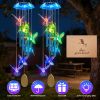 Solar Hummingbird Wind Chime with Aluminum Tubes 7 Color Changing Wind Chime for Outside IP44 Waterproof Outdoor Garden Yard Decor