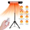 1500W Infrared Heater With Stand Electric Outdoor Patio Heater IP65 Waterproof Tripod Wall Mount with 2 Remotes 3 Heating Levels for Home Restaurant Y
