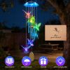 Solar Hummingbird Wind Chime with Aluminum Tubes 7 Color Changing Wind Chime for Outside IP44 Waterproof Outdoor Garden Yard Decor