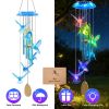 Solar Hummingbird Wind Chime with Aluminum Tubes 7 Color Changing Wind Chime for Outside IP44 Waterproof Outdoor Garden Yard Decor