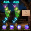 Solar Hummingbird Wind Chime with Aluminum Tubes 7 Color Changing Wind Chime for Outside IP44 Waterproof Outdoor Garden Yard Decor
