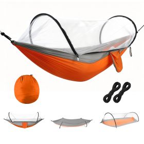 Camping Hammock with Mosquito Net 3-in-1 Portable Hammock Tent with BuiltIn Mosquito Net Dual-Way Zippers 440lbs Capacity Attached Storage Pocket for (Option: Orange_Grey)