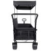 3-in-1 Folding Wagon Cart with Bench Seat Removable Canopy and Storage Collapsible Utility Wagon with Brakes 500lbs Capacity with All-Terrain Wheels f