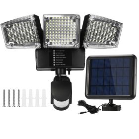 Solar Lights Outdoor 188 LEDs 1600lm Solar Security Lights Motion Sensor Lights 270°Lighting Angle Waterproof Dusk to Dawn Solar Wall Lights 360°Rotat (Option: Black)
