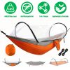 Camping Hammock with Mosquito Net 3-in-1 Portable Hammock Tent with BuiltIn Mosquito Net Dual-Way Zippers 440lbs Capacity Attached Storage Pocket for