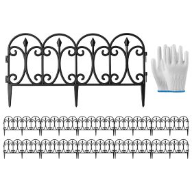 10 Packs Garden Decorative Lawn Edging Border PP Garden Fence Panels Easy Assembly Outdoor Flower Bed Landscape Fencing No-Dig Spikes with Gloves Tota (Option: PcsGardenBorder_GPCT5646)