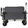 3-in-1 Folding Wagon Cart with Bench Seat Removable Canopy and Storage Collapsible Utility Wagon with Brakes 500lbs Capacity with All-Terrain Wheels f