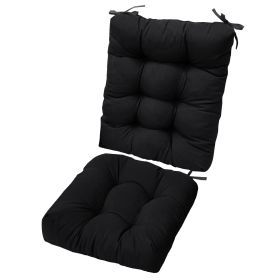 Multiple Color Options - Rocking Chair Cushion Set Upper And Lower Back And Seat Sets With Non-Slip Ties Polyester Fiber Filling Comfortable For (Color: BLACK)