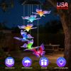 Solar Butterfly Wind Chime 7 Color Changing Wind Chime for Outside IPX4 Waterproof Outdoor Garden Yard Decor