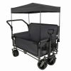 3-in-1 Folding Wagon Cart with Bench Seat Removable Canopy and Storage Collapsible Utility Wagon with Brakes 500lbs Capacity with All-Terrain Wheels f
