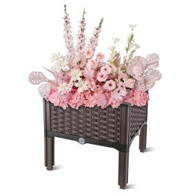 Outdoor Raised Garden Bed with Legs Elevated Planter Box with Self-watering System for Garden Patio Balcony Vegetables Flowers Herbs PP Plastic Box Ea (Option: S_40_40_37)
