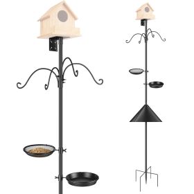 94Inch Squirrel Proof Bird Feeder Pole Heavy-Duty Bird House Pole  Outdoor Bird Feeding Station with 5 Adjustable Heights 4 Shepherd Hooks Top & Side (Option: BirdFeederPole_GPCT5636)