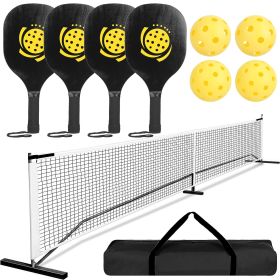 Portable Pickleball Net Set 22ft Regulation Size Net Pickle Ball Net System with 4 Pickleballs 4 Paddles Carrying Bag for Driveway Backyard (Option: PickleballSet_GPCT4328)