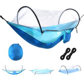 Camping Hammock with Mosquito Net 3-in-1 Portable Hammock Tent with BuiltIn Mosquito Net Dual-Way Zippers 440lbs Capacity Attached Storage Pocket for (Option: RoBlue_SkyBlue)