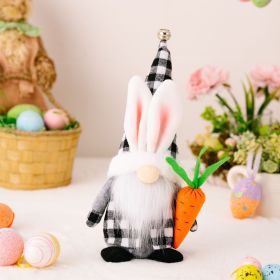 1pc; Easter Bell Rabbit Ear Hat Gnome Doll With Carrot; Easter Ornaments; Holiday Accessory; Birthday Party Supplies; Room Decor; Easter Gifts; H (Color: Black And White Plaid Male Rabbit)
