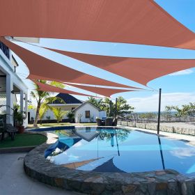 Artpuch Custom Size Rust Red Sun Shade Sail Triangle Canopy 185 GSM Durable Fabric UV Block Awning for Outdoor Patio Garden Backyard (Customized (Color: Rust Red, size: 17x21x27)