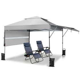 10 x 17.6 Feet Outdoor Instant Pop-up Canopy Tent with Dual Half Awnings (Color: White)