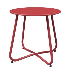18'' Small Round Side Table with Adjustable Feet (Color: Red)
