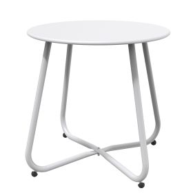 18'' Small Round Side Table with Adjustable Feet (Color: White)