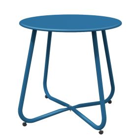 18'' Small Round Side Table with Adjustable Feet (Color: Peacock Blue)