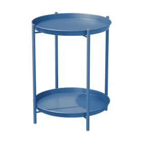 2-Tier End Table Round Accent Table (Color: Peacock Blue)