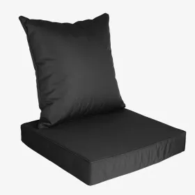 Outdoor Seat Cushion Set Waterproof Patio Furniture Cushion And Back Pillow Fade Resistant Deep Seat Set Chair Pad With Removable Cover For Chair (Option: Black)