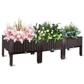 Outdoor Raised Garden Bed with Legs Elevated Planter Box with Self-watering System for Garden Patio Balcony Vegetables Flowers Herbs PP Plastic Box Ea (Option: L_120_40_37)