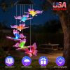 2Pack Solar Butterfly Wind Chimes 7 Color Changing Wind Chimes for Outside IPX4 Waterproof Outdoor Garden Yard Decor