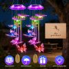Solar Butterfly Wind Chime with Aluminum Tubes 7 Color Changing Wind Chime for Outside IP44 Waterproof Outdoor Garden Yard Decor