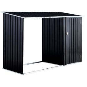 Firewood Storage Shed, Outdoor Firewood Rack, Outdoor Storage Shed with Log Holder, Firewood Shelter for Patio, Anthracite Galvanized Steel (Color: as Pic)