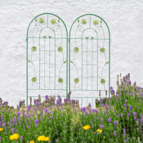 2 Pack Metal Garden Trellis 71" x 19.7" Rustproof Trellis for Climbing Plants Outdoor Flower Support Green (Color: as Pic)