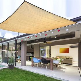 Beige Rectangle Square Sun Shade 90% UV Blocking Breathable Vinyl Mesh Fabric for Outdoor Greenhouse Covers Plants Heavy Duty Commercial and Resi (size: 118.11 x 118.11 inch)