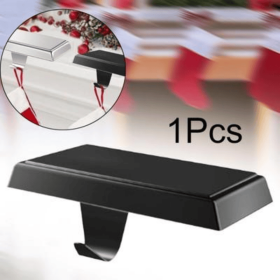 Christmas Stocking Rack Base Fireplace Stocking Hook Heavy Duty Boxed Hook (Color: BLACK)