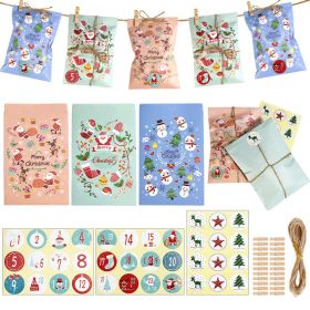 Party Christmas Countdown Paper Gift Bags 24-Piece Set (Option: 24piece set)